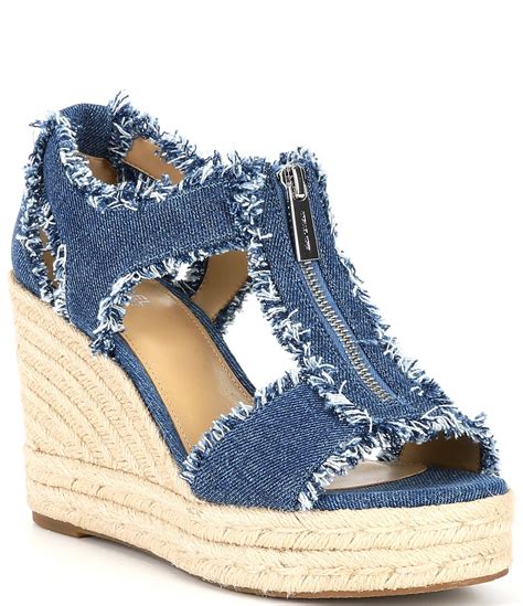 michael michael kors berkley leather platform sandal|Michael Kors denim wedges.